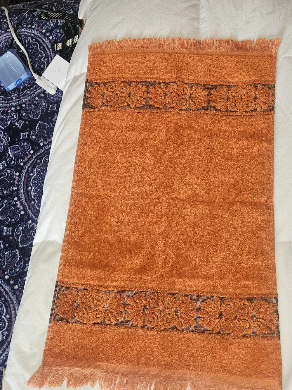 Vintage 1970's Burnt Orange CANNON MONTICELLO HandTowel and Washcloth Set.